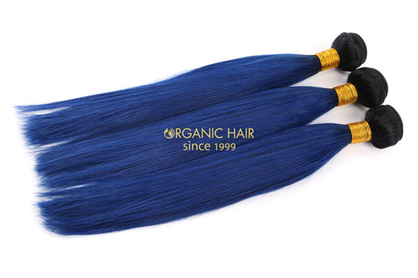 Blue human hair extensions 